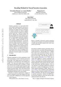 Decoding Methods for Neural Narrative Generation