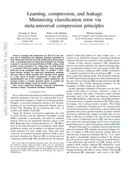 Learning, compression, and leakage: Minimising classification error via
  meta-universal compression principles