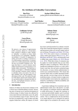 Six Attributes of Unhealthy Conversation