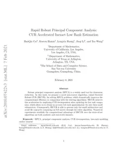Rapid Robust Principal Component Analysis: CUR Accelerated Inexact Low
  Rank Estimation