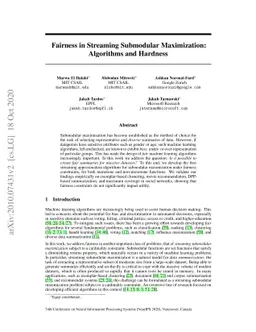 Fairness in Streaming Submodular Maximization: Algorithms and Hardness