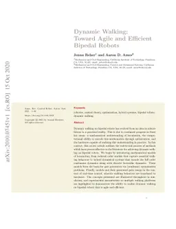 Dynamic Walking: Toward Agile and Efficient Bipedal Robots