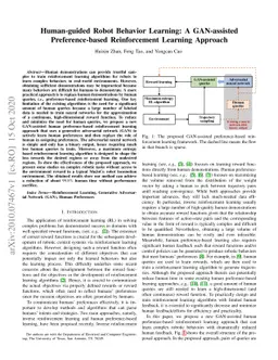 Human-guided Robot Behavior Learning: A GAN-assisted Preference-based
  Reinforcement Learning Approach