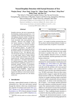 Neural Deepfake Detection with Factual Structure of Text