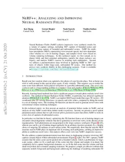 NeRF++: Analyzing and Improving Neural Radiance Fields
