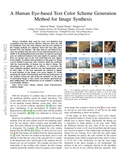 A Human Eye-based Text Color Scheme Generation Method for Image
  Synthesis
