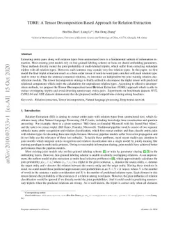 TDRE: A Tensor Decomposition Based Approach for Relation Extraction