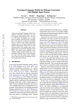 Pretrained Language Models for Dialogue Generation with Multiple Input
  Sources
