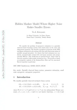 Hidden Markov Model Where Higher Noise Makes Smaller Errors