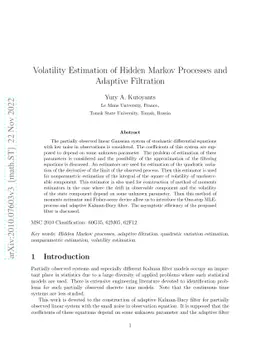 Volatility Estimation of Hidden Markov Processes and Adaptive Filtration