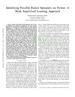 Identifying Possible Rumor Spreaders on Twitter: A Weak Supervised
  Learning Approach