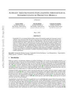 Altruist: Argumentative Explanations through Local Interpretations of
  Predictive Models
