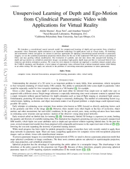 Unsupervised Learning of Depth and Ego-Motion from Cylindrical Panoramic
  Video with Applications for Virtual Reality