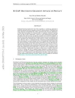 R-GAP: Recursive Gradient Attack on Privacy