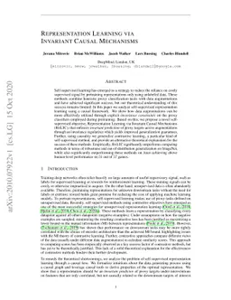 Representation Learning via Invariant Causal Mechanisms