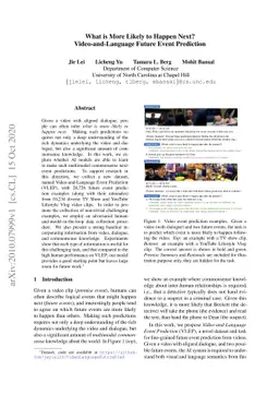 What is More Likely to Happen Next? Video-and-Language Future Event
  Prediction