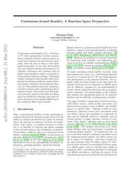 Continuum-Armed Bandits: A Function Space Perspective