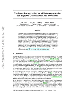 Maximum-Entropy Adversarial Data Augmentation for Improved
  Generalization and Robustness