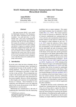 MAST: Multimodal Abstractive Summarization with Trimodal Hierarchical
  Attention