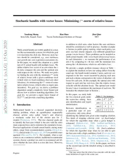 Stochastic Bandits with Vector Losses: Minimizing $\ell^\infty$-Norm of
  Relative Losses