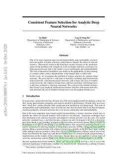 Consistent Feature Selection for Analytic Deep Neural Networks