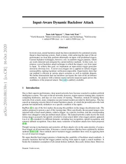 Input-Aware Dynamic Backdoor Attack