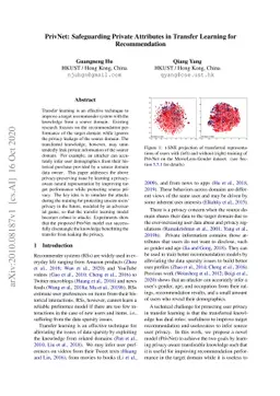 PrivNet: Safeguarding Private Attributes in Transfer Learning for
  Recommendation