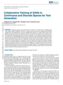 Collaborative Training of GANs in Continuous and Discrete Spaces for
  Text Generation