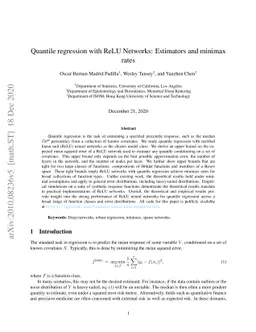 Quantile regression with deep ReLU Networks: Estimators and minimax
  rates