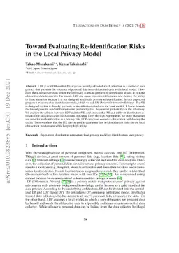 Toward Evaluating Re-identification Risks in the Local Privacy Model