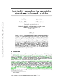 Local plasticity rules can learn deep representations using
  self-supervised contrastive predictions