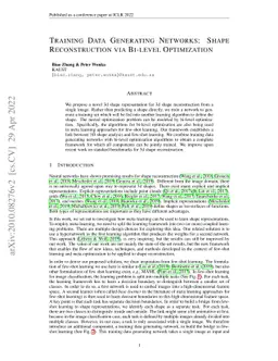 Training Data Generating Networks: Shape Reconstruction via Bi-level
  Optimization