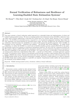 Formal Verification of Robustness and Resilience of Learning-Enabled
  State Estimation Systems