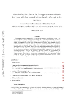 Multi-fidelity data fusion for the approximation of scalar functions
  with low intrinsic dimensionality through active subspaces