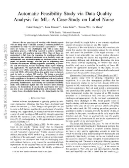 Automatic Feasibility Study via Data Quality Analysis for ML: A
  Case-Study on Label Noise