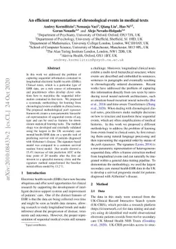 An efficient representation of chronological events in medical texts