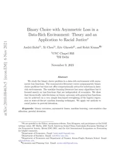 Binary Choice with Asymmetric Loss in a Data-Rich Environment: Theory
  and an Application to Racial Justice