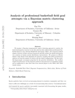 Analysis of professional basketball field goal attempts via a Bayesian
  matrix clustering approach