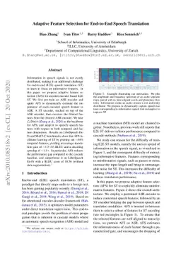 Adaptive Feature Selection for End-to-End Speech Translation