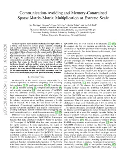 Communication-Avoiding and Memory-Constrained Sparse Matrix-Matrix
  Multiplication at Extreme Scale