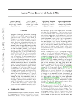 Latent Vector Recovery of Audio GANs