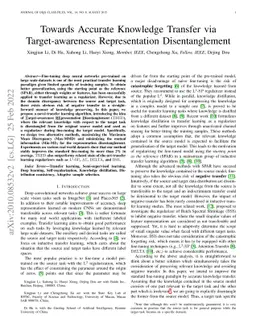 Towards Accurate Knowledge Transfer via Target-awareness Representation
  Disentanglement