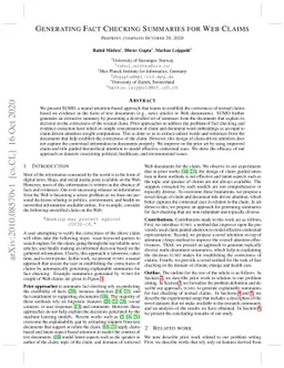 Generating Fact Checking Summaries for Web Claims