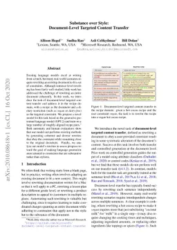 Substance over Style: Document-Level Targeted Content Transfer