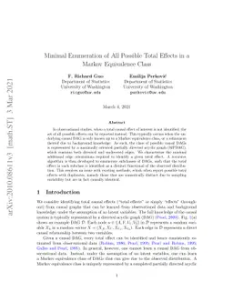 Minimal enumeration of all possible total effects in a Markov
  equivalence class