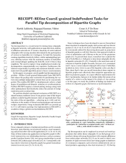 RECEIPT: REfine CoarsE-grained IndePendent Tasks for Parallel Tip
  decomposition of Bipartite Graphs