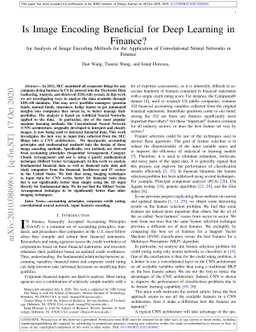 Is Image Encoding Beneficial for Deep Learning in Finance? An Analysis
  of Image Encoding Methods for the Application of Convolutional Neural
  Networks in Finance