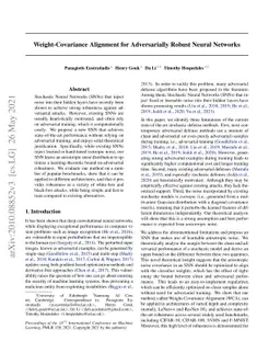 Weight-Covariance Alignment for Adversarially Robust Neural Networks