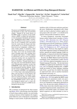 HABERTOR: An Efficient and Effective Deep Hatespeech Detector