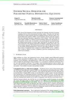 Fourier Neural Operator for Parametric Partial Differential Equations